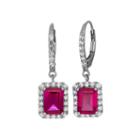 Lab-created Ruby & White Sapphire Sterling Silver Earrings