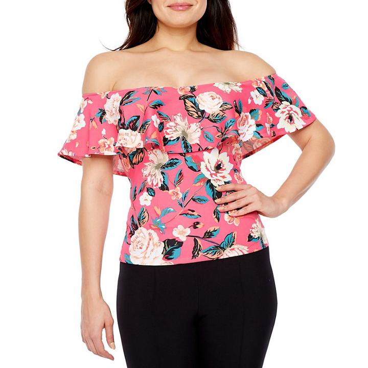 Bold Elements Floral Off The Shoulder Ruffle Top