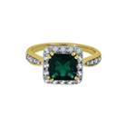 Lab-created Emerald & White Sapphire 14k Yellow Gold Over Silver Ring