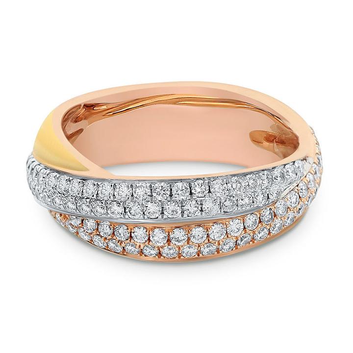 Womens 1 Ct. T.w. Diamond White 14k Tri-color Gold Cocktail Ring