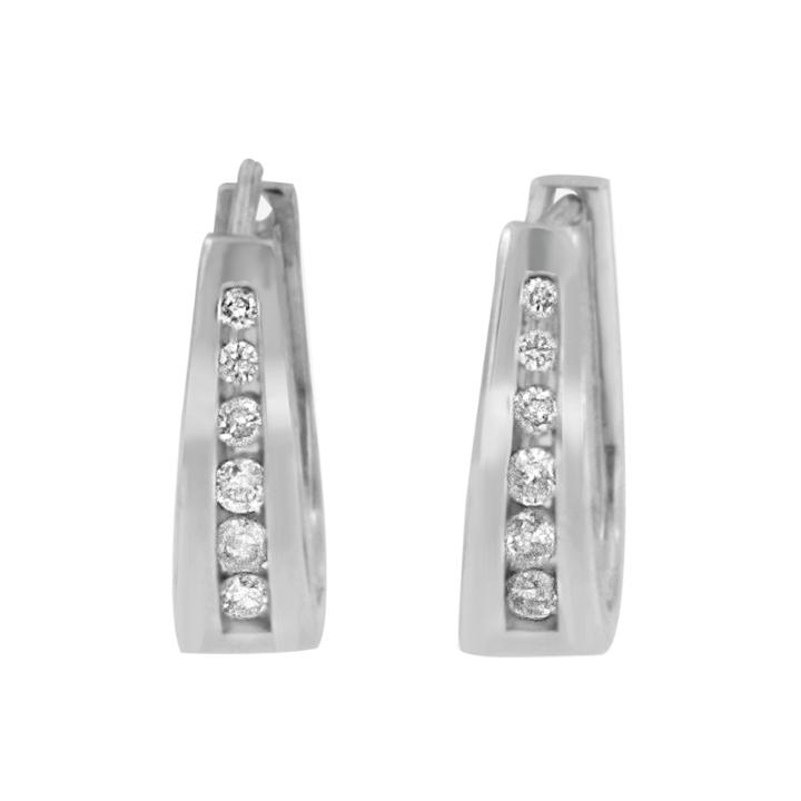 1/2 Ct. T.w. White Diamond 14k Gold Hoop Earrings
