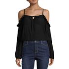 Arizona Cold Shoulder Ruffle Woven Blouse-juniors