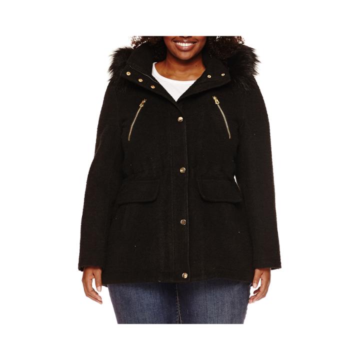 A.n.a Faux-fur Trim Anorak Wool-blend Coat - Plus