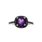 Journee Collection Genuine Amethyst And Black Spinel Sterling Silver Ring