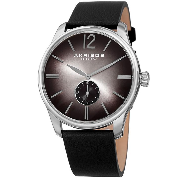 Akribos Xxiv Mens Black Strap Watch-a-916ssb