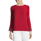 Liz Claiborne Lace Bell Sleeve Top - Tall
