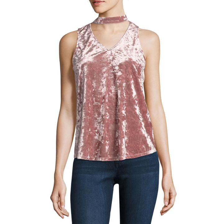 By & By Sleeveless Round Neck Velvet Blouse-juniors