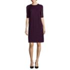 London Times Elbow-sleeve Geo-textured Shift Dress