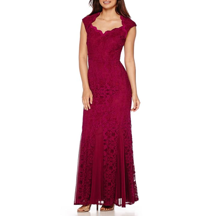 Melrose Cap-sleeve Formal Lace Gown