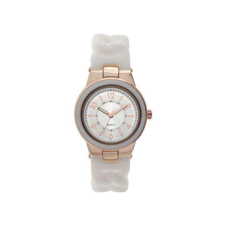 Womens White Braid Strap Watch
