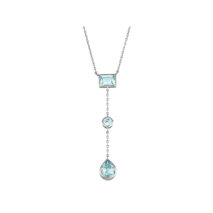 Womens Blue Topaz Y Necklace