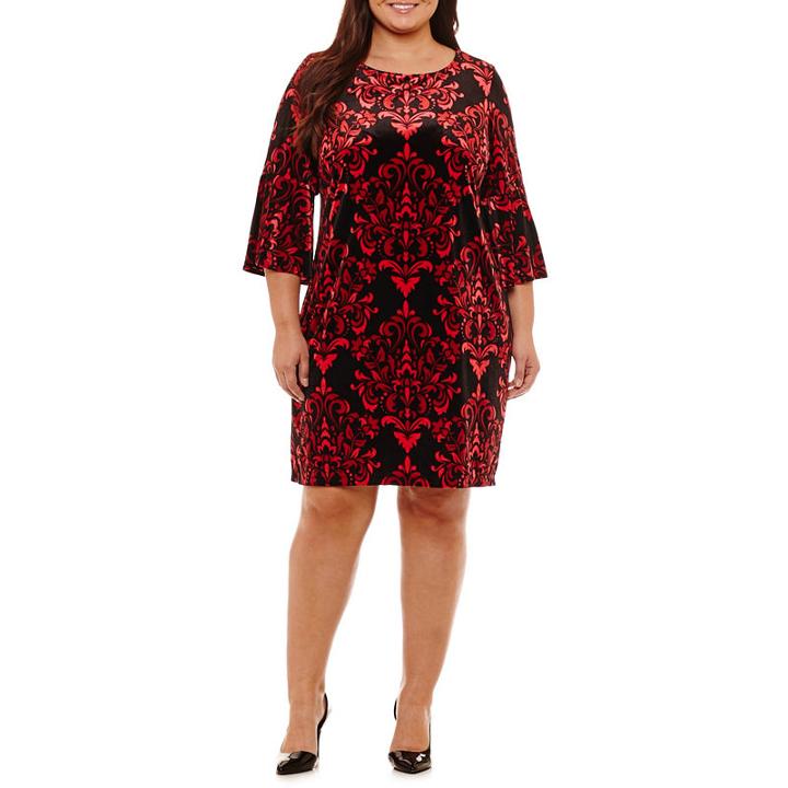 Studio 1 3/4 Sleeve Damask Sheath Dress - Plus
