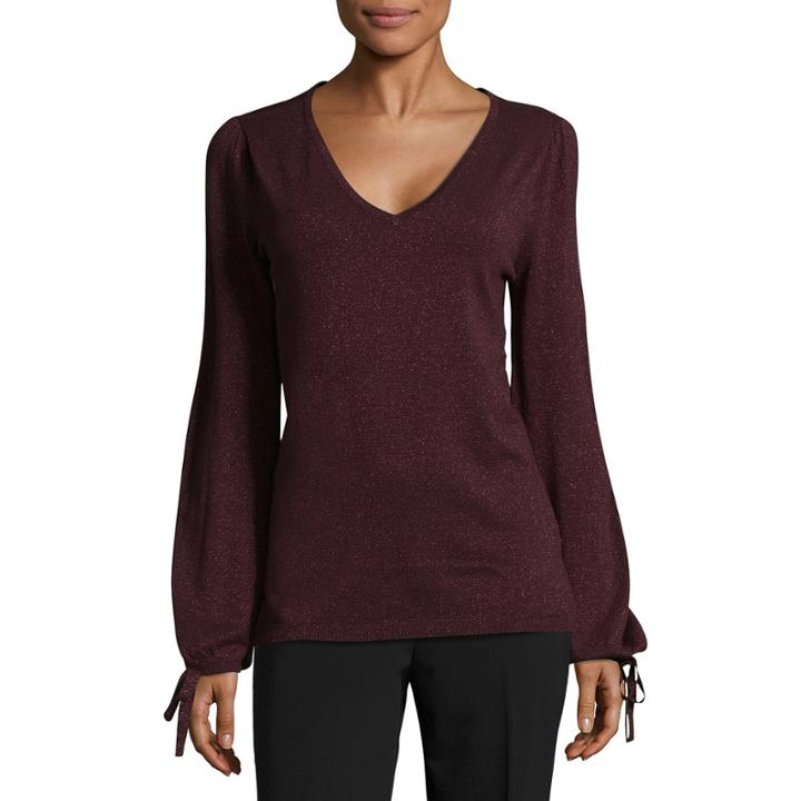 Worthington Long Sleeve V-neck Pullover Sweater