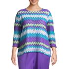Alfred Dunner All Aflutter Flame Stitch T-shirt- Plus