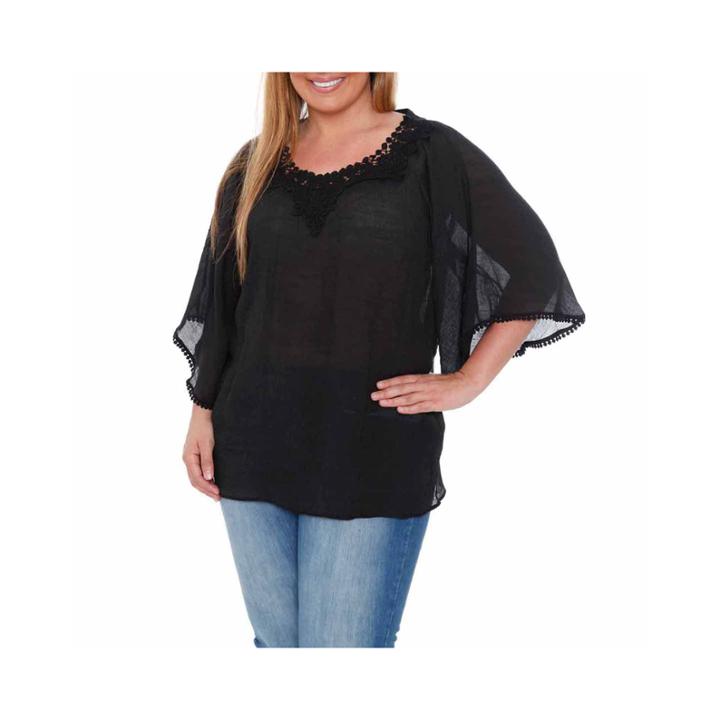 White Mark Anabel Woven Blouse-plus