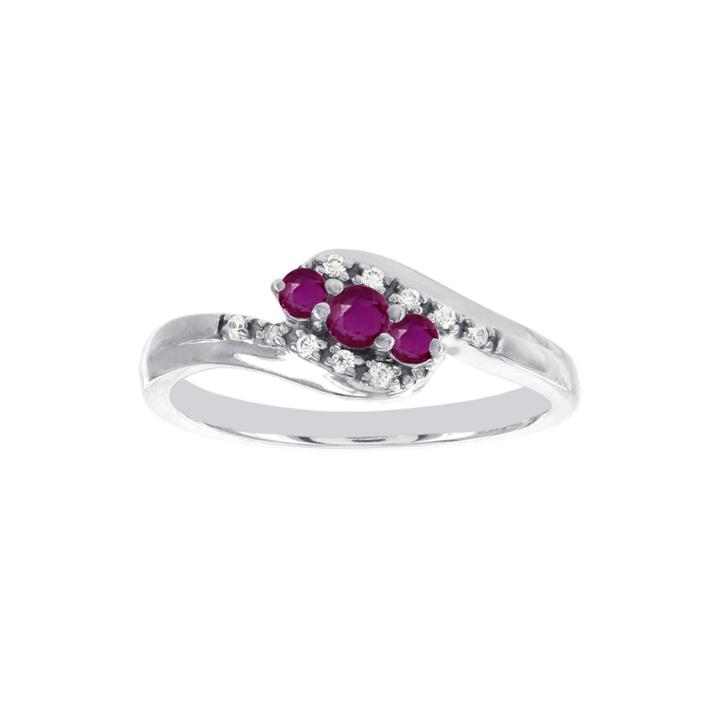Lumastar Lead Glass-filled Ruby And Diamond-accent Promise Ring