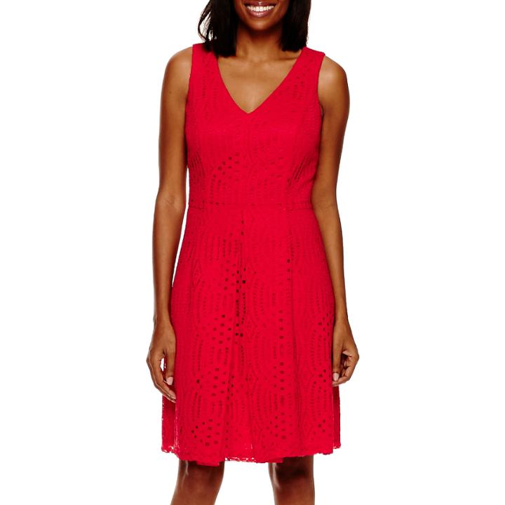 Liz Claiborne Sleeveless Lace V-neck A-line Dress