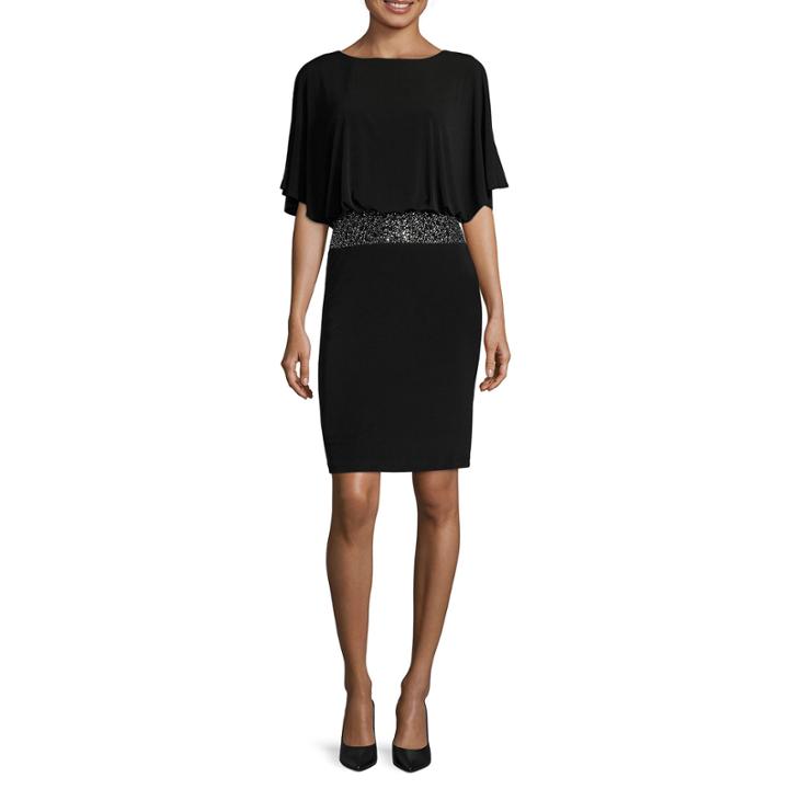 Jessica Howard Elbow-sleeve Beaded Blouson Dress