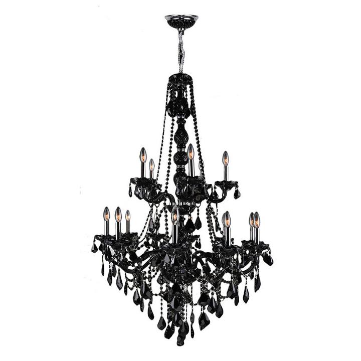Provence Collection 15 Light 2-tier 52 Chrome Finish And Black Crystal Chandelier