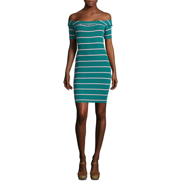 Decree Rib Off Shoulder Bodycon Dress - Juniors