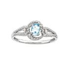 Womens Diamond Accent Blue Topaz Sterling Silver Halo Ring