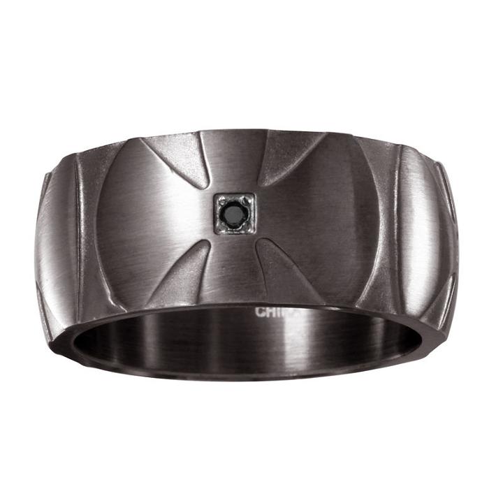 Mens Diamond Accent Black Diamond Stainless Steel Wedding Band