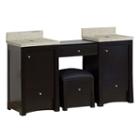 60.75-in. W Floor Mount Distressed Antique Walnutvanity Set For Wall Mount Drilling Beige Top