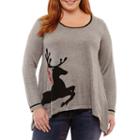 Unity World Wear Long Sleeve Reindeer High-low Sweater-plus