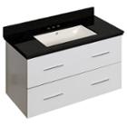 36-in. W Wall Mount White Vanity Set For 3h4-in. Drilling Black Galaxy Top Biscuit Um Sink