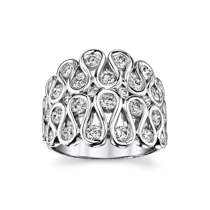 Sirena 1 Ct. T.w. Diamond 14k White Gold Swirl Dome Ring