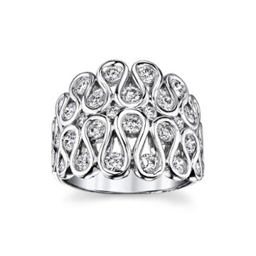 Sirena 1 Ct. T.w. Diamond 14k White Gold Swirl Dome Ring