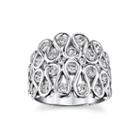 Sirena 1 Ct. T.w. Diamond 14k White Gold Swirl Dome Ring
