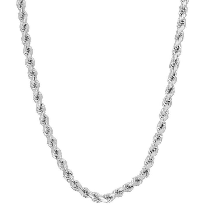 Sterling Silver Solid Rope 24 Inch Chain Necklace
