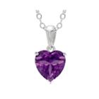 Heart-shaped Genuine Amethyst Sterling Silver Pendant Necklace