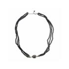 Genuine Tahitian Pearl And Black Spinel Bead Sterling Silver Necklace