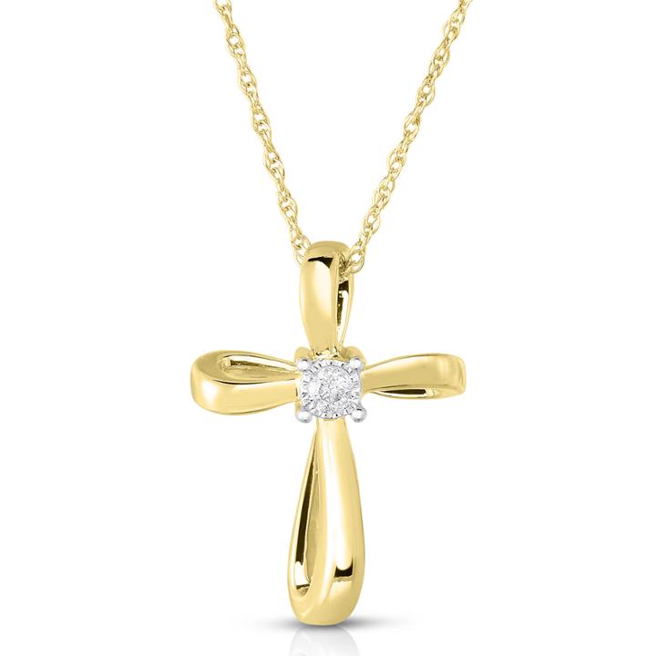 Trumiracle 1/10 Ct. Diamond Cross Pendant Necklace