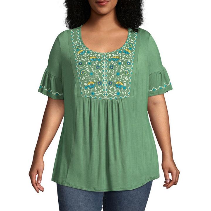 Unity World Wear Flutter Sleeve Puff Print Blouse - Plus