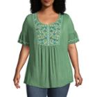 Unity World Wear Flutter Sleeve Puff Print Blouse - Plus