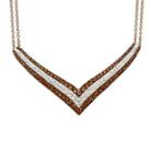 Brown & White Crystal 14k Rose Gold Over Sterling Silver V-necklace