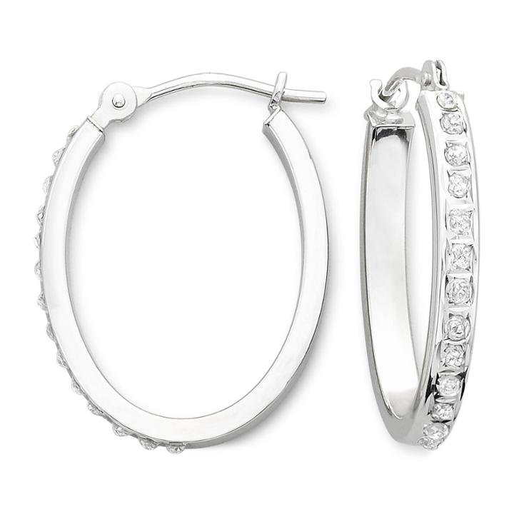 Diamond Fascination&trade; 14k Oval Hoop Earrings