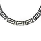 Sterling Silver Greek Key Necklace Featuring Swarovski Marcasite