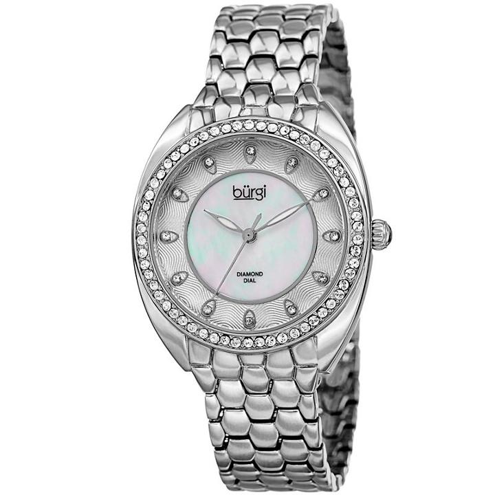 Burgi Womens Silver Tone Strap Watch-b-145ss