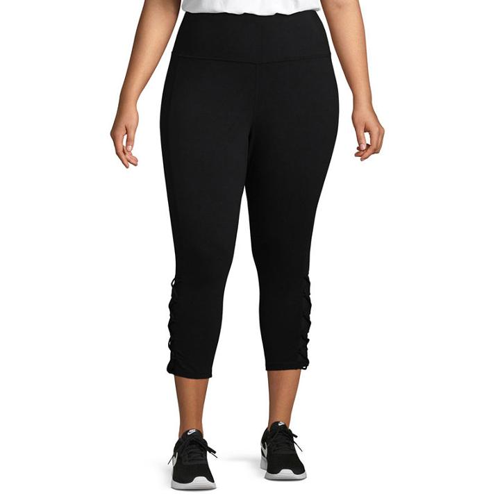 Xersion Studio High Waist Strappy Mesh Capri - Plus