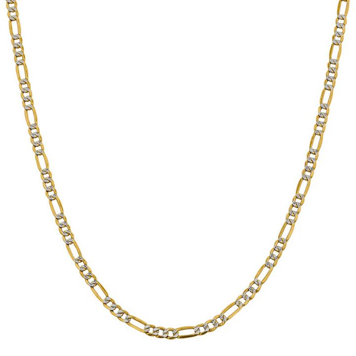 14k Gold Semisolid Figaro 20 Inch Chain Necklace