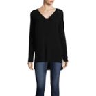 A.n.a Long Sleeve V-neck Sweater With Lacing - Tall