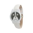 Olivia Pratt Womens White Bezel Puppy Dog Dial White Leather Watch 13152white White