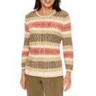 Alfred Dunner Cactus Ranch 3/4 Sleeve Stripe Sweater