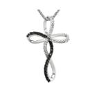 1/4 Ct. T.w. White And Color-enhanced Black Diamond Sterling Silver Cross Pendant Necklace