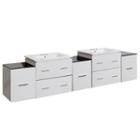88.5-in. W Wall Mount White Vanity Set For 3h4-in. Drilling