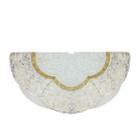 48 White Sequin And Metallic Silver And Gold Ombre Flourish Scallop Christmas Tree Skirt